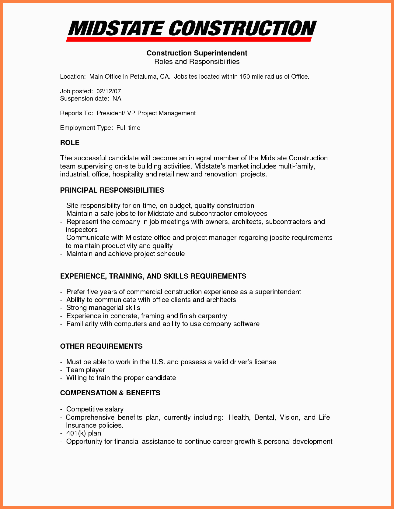 9 construction pany resume template