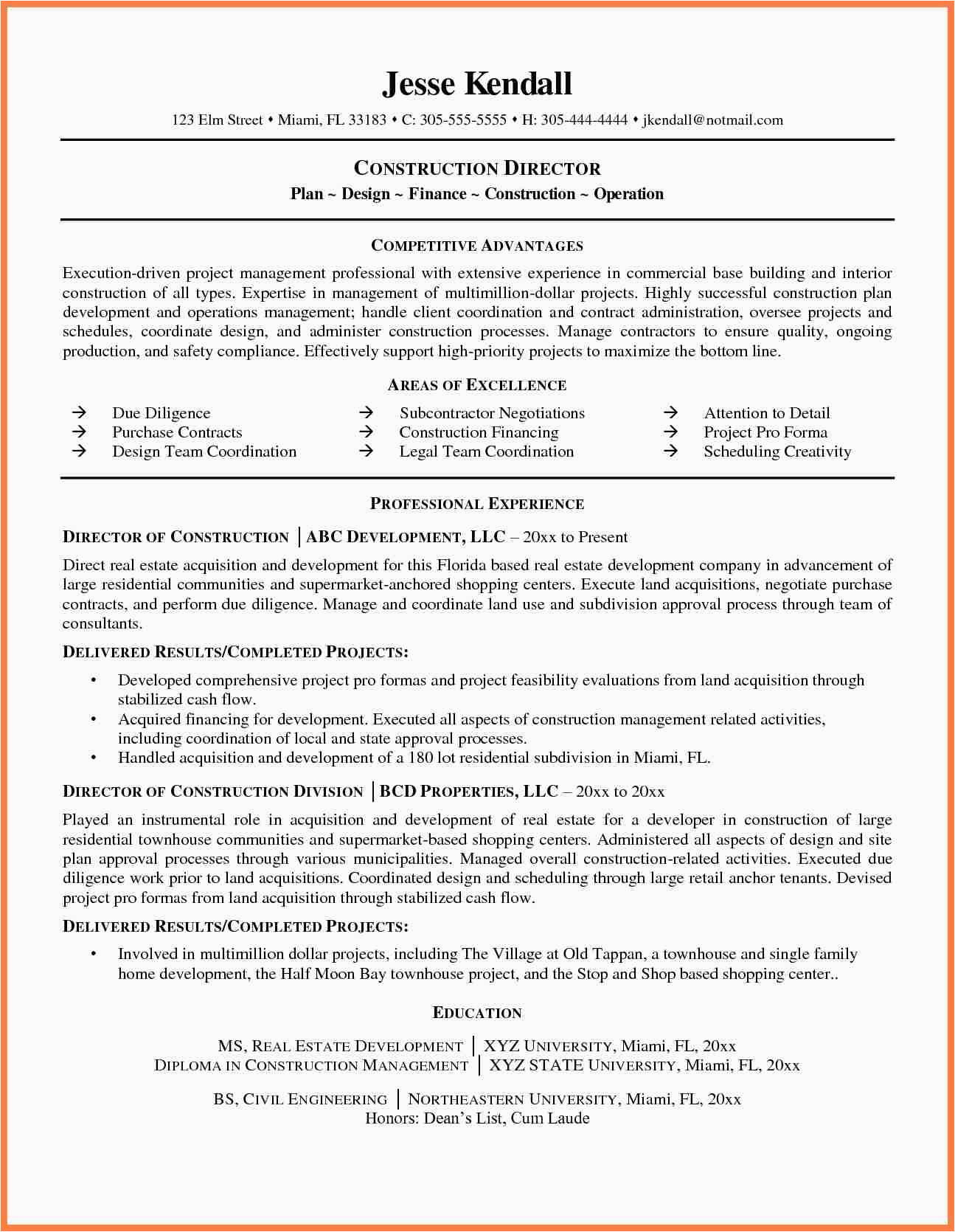 9 construction pany resume template