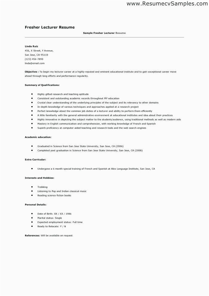 Sample Resume for assistant Professor In Engineering College Sample Resume for assistant Professor In Engineering
