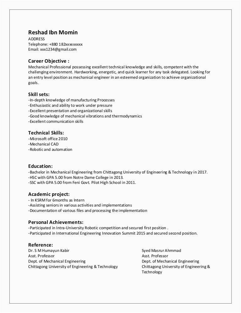 assistant professor resume sample pdf