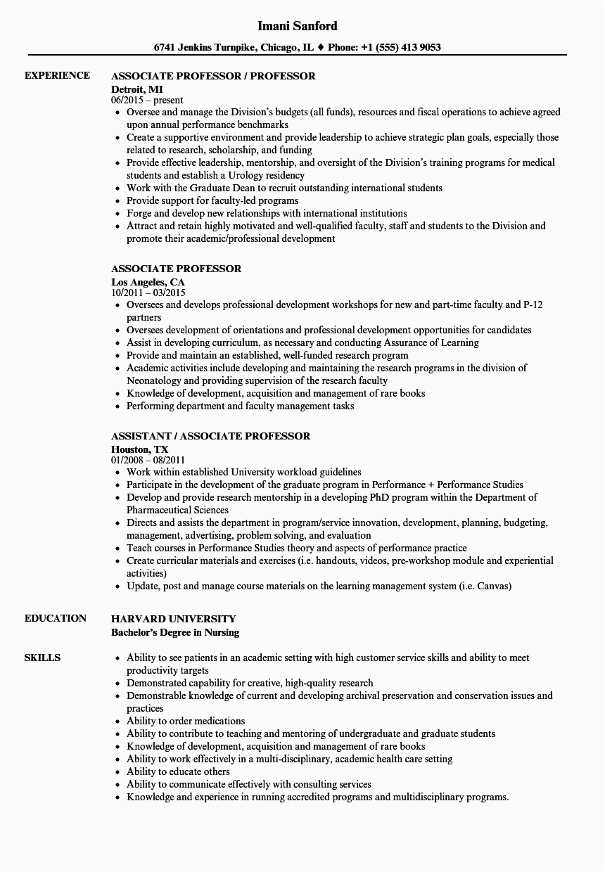 assistant professor resume sample pdf