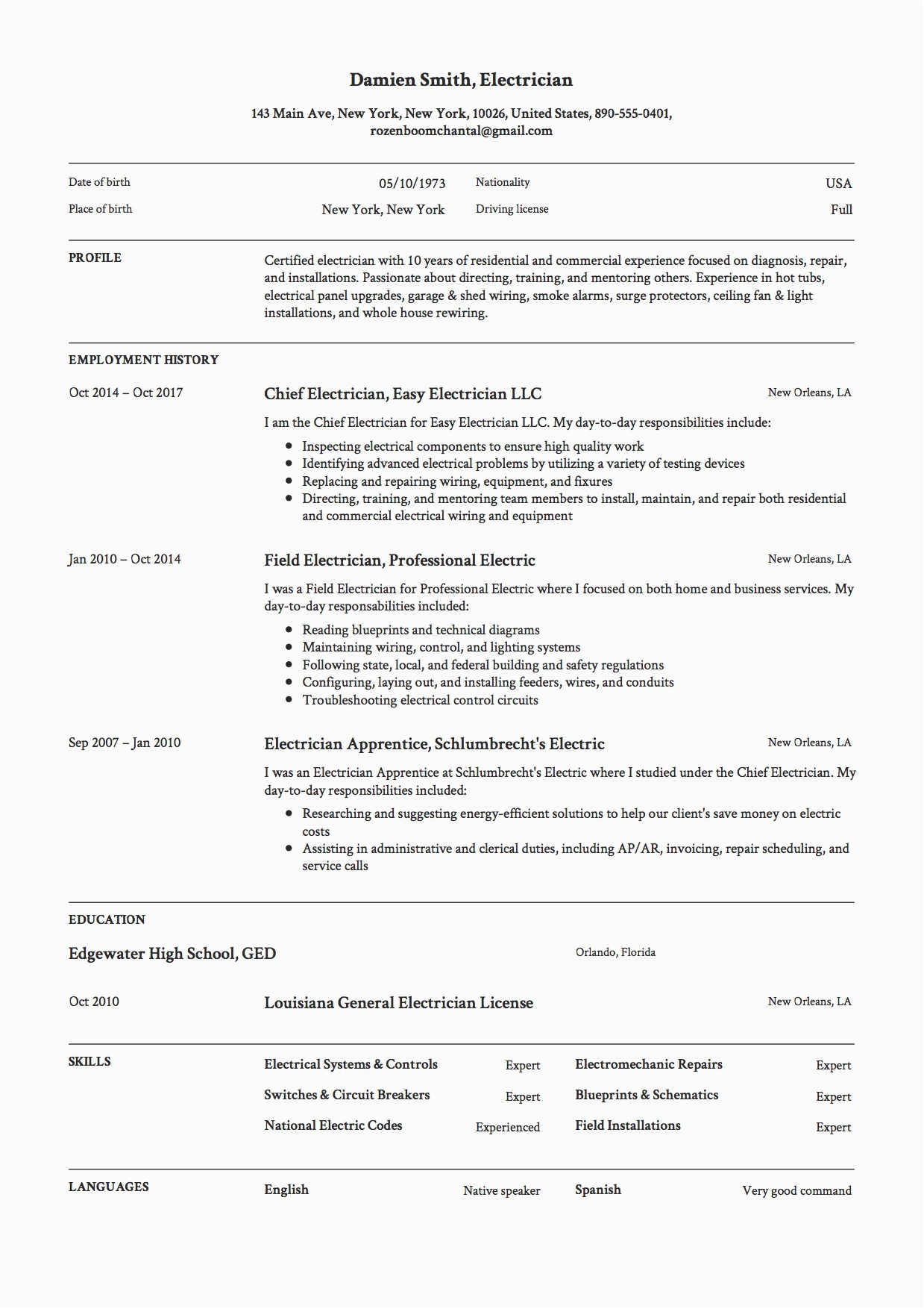diploma electrical resume format pdf