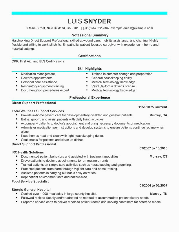 Sample Resume for Direct Support Professional Direct Support Professional Resume Examples – Free to Try
