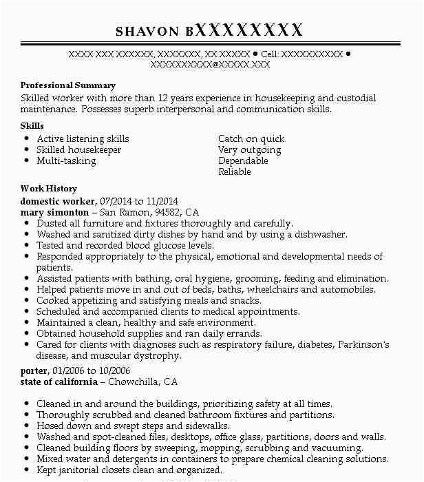 resume for domestic helper