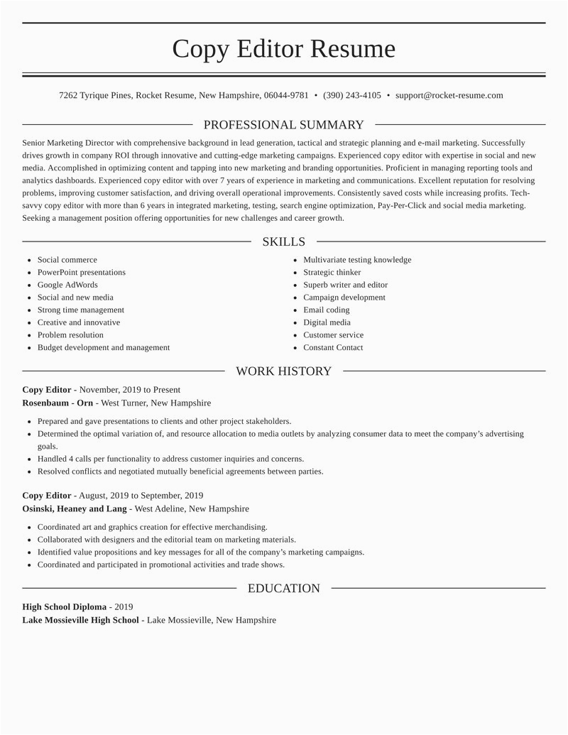 Sample Resume for Experienced Copy Editor Copy Editor Resumes