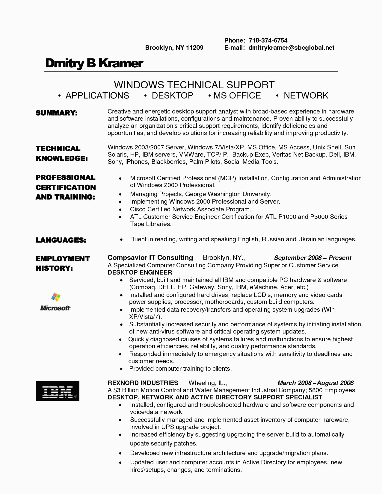 Sample Resume for Experienced Desktop Support Engineer Sample Resume for Experienced Desktop Support Engineer