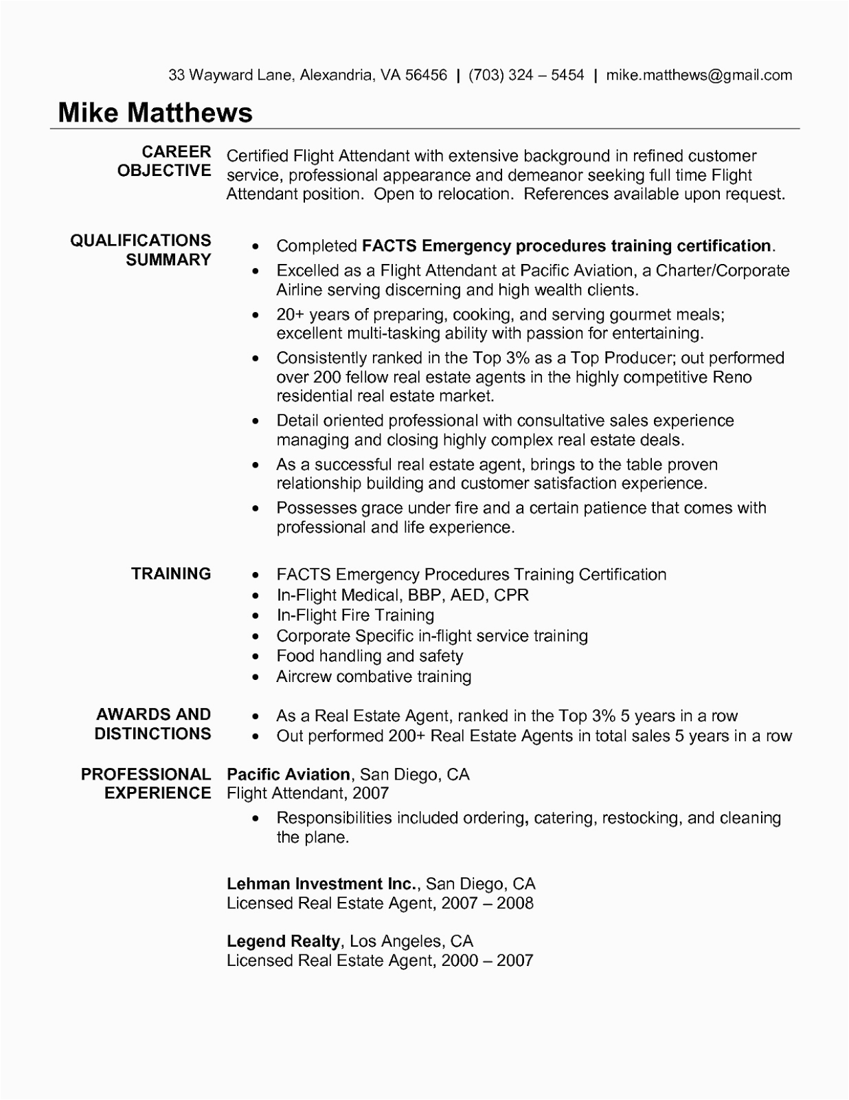 Sample Resume for Flight attendant without Experience Flight attendant Cover Letter Sample No Experience 100