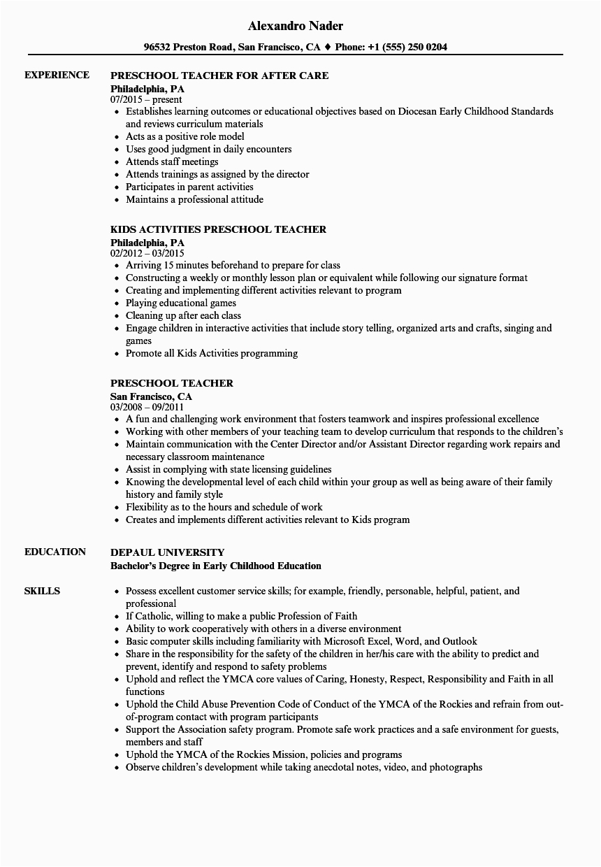 Sample Resume for Kindergarten Teacher assistant Download Kindergarten Teacher assistant Resume Examples
