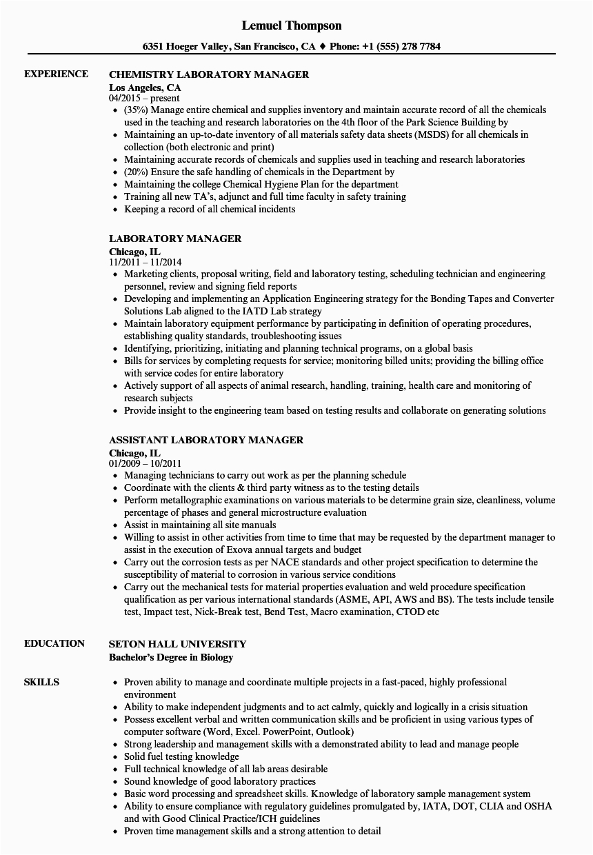 12 13 laboratory skills for resume