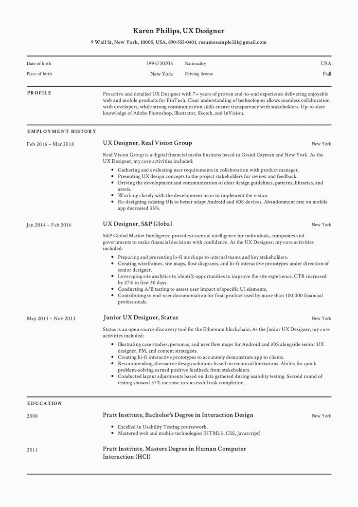 Sample Resume for Lecturer In Computer Science with Experience Puter Science Student Resume No Experience Unique 12 Ux