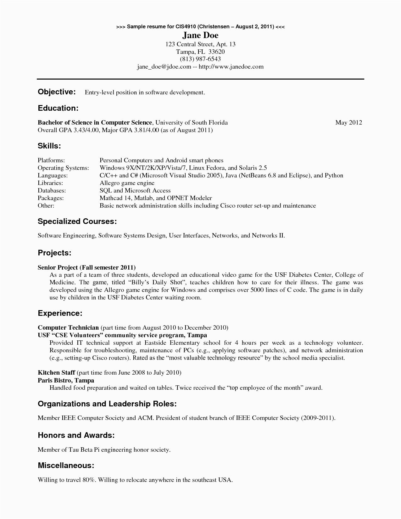 Sample Resume for Lecturer In Computer Science with Experience Resume Samples for Lecturer In Puter Science