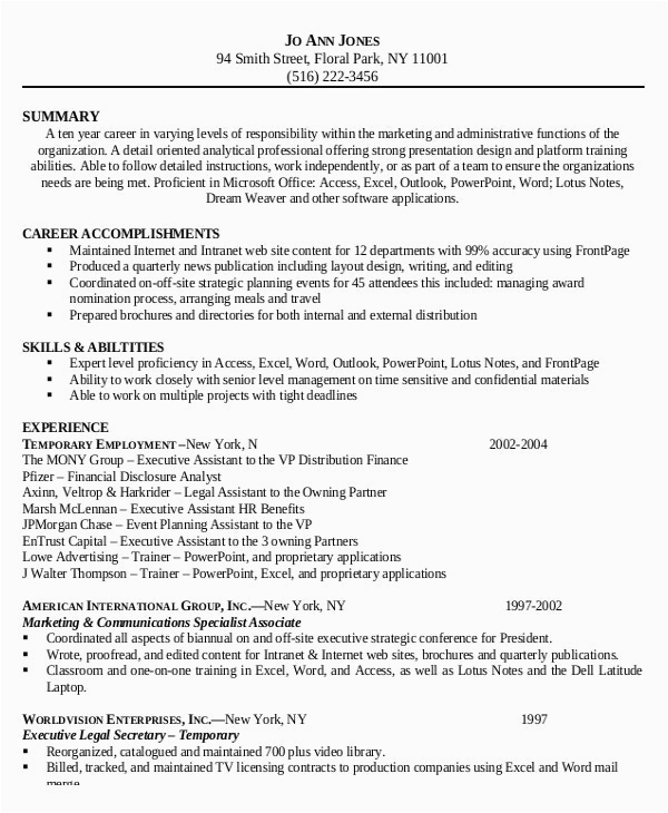 legal administrative assistant resume