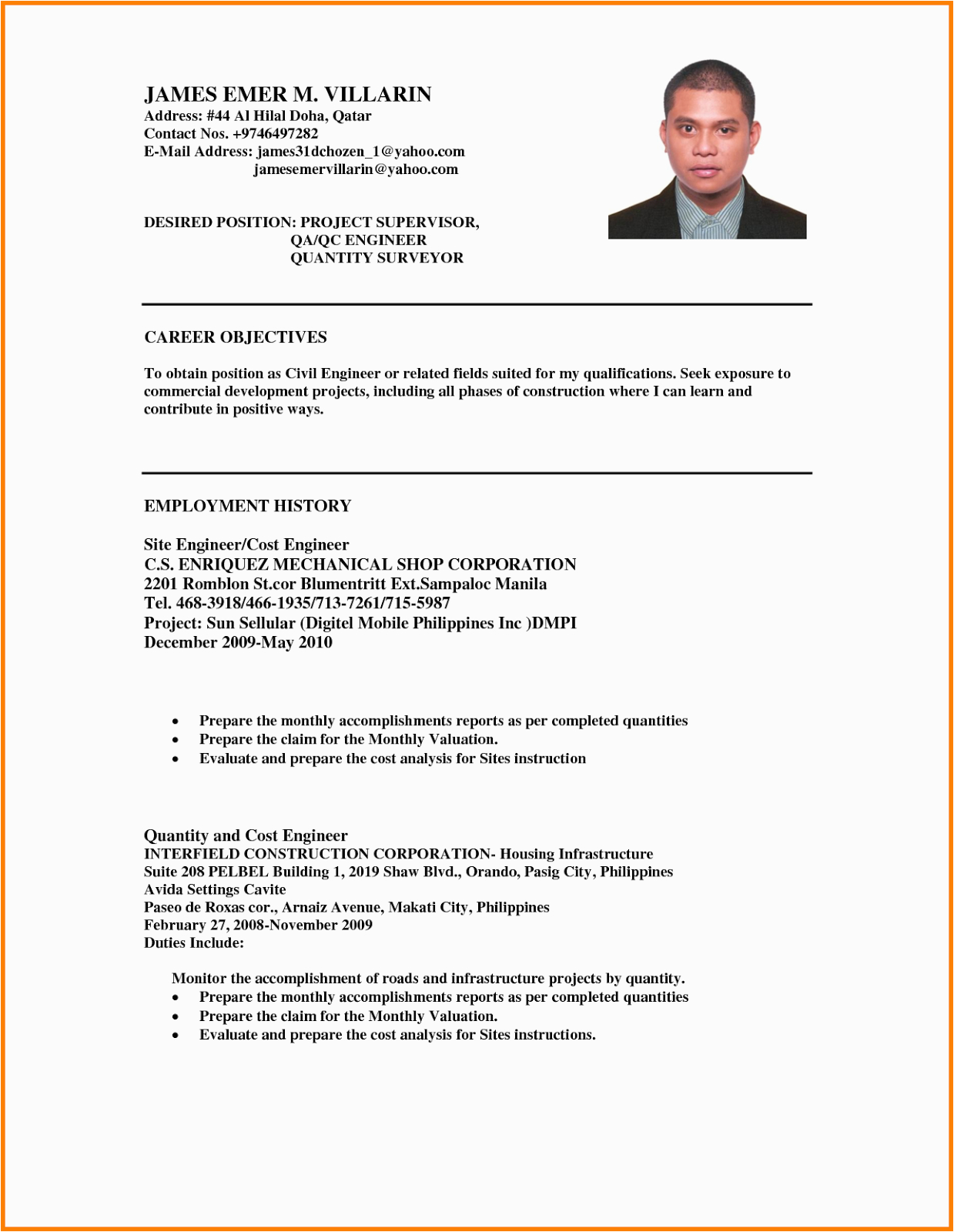 Sample Resume for Ojt Industrial Engineering Students Ojt Resume Sample Philippin News Collections