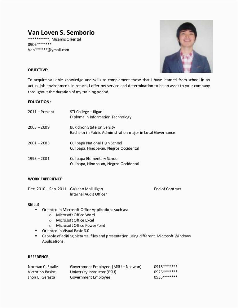 Sample Resume for Ojt Students Job Training Sample Resume for Ojt