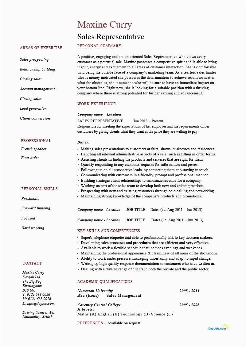 Sample Resume for Sales assistant with No Experience Sales Representative Resume Example Cv Template