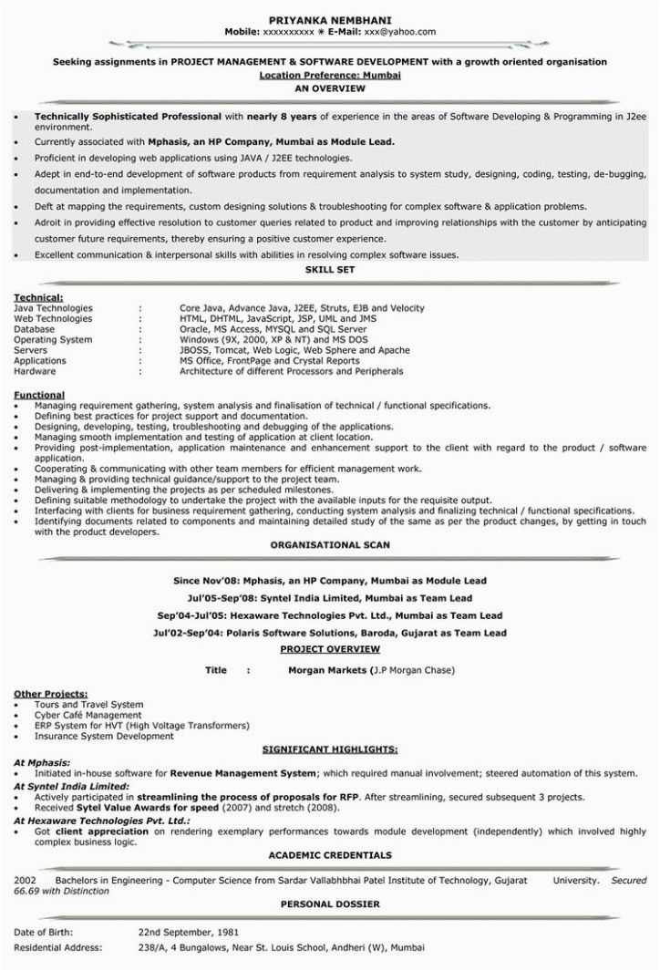 Sample Resume for software Engineer with 10 Years Experience 10 Engineer Resume 5 Years Expertise In 2020