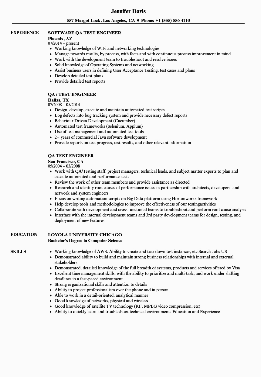 Sample Resume for Testing with 3 Year Experience √ 20 Manual Tester Resume 3 Years Experience