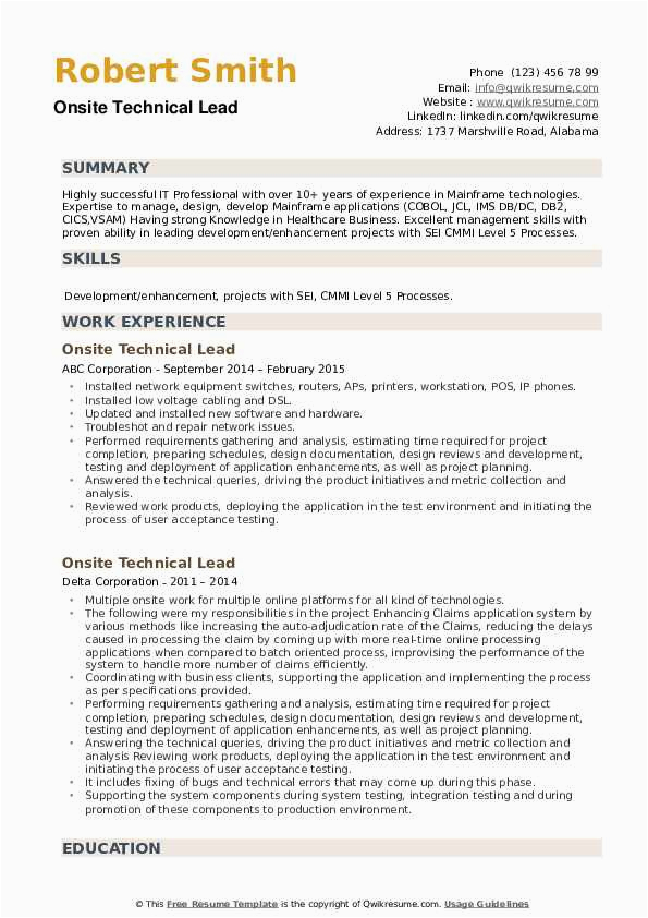 onsite technical lead