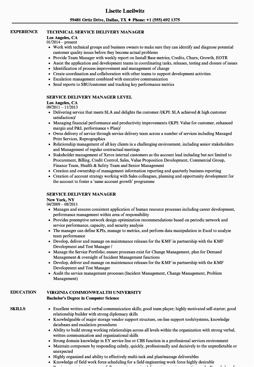 service delivery manager resume 3