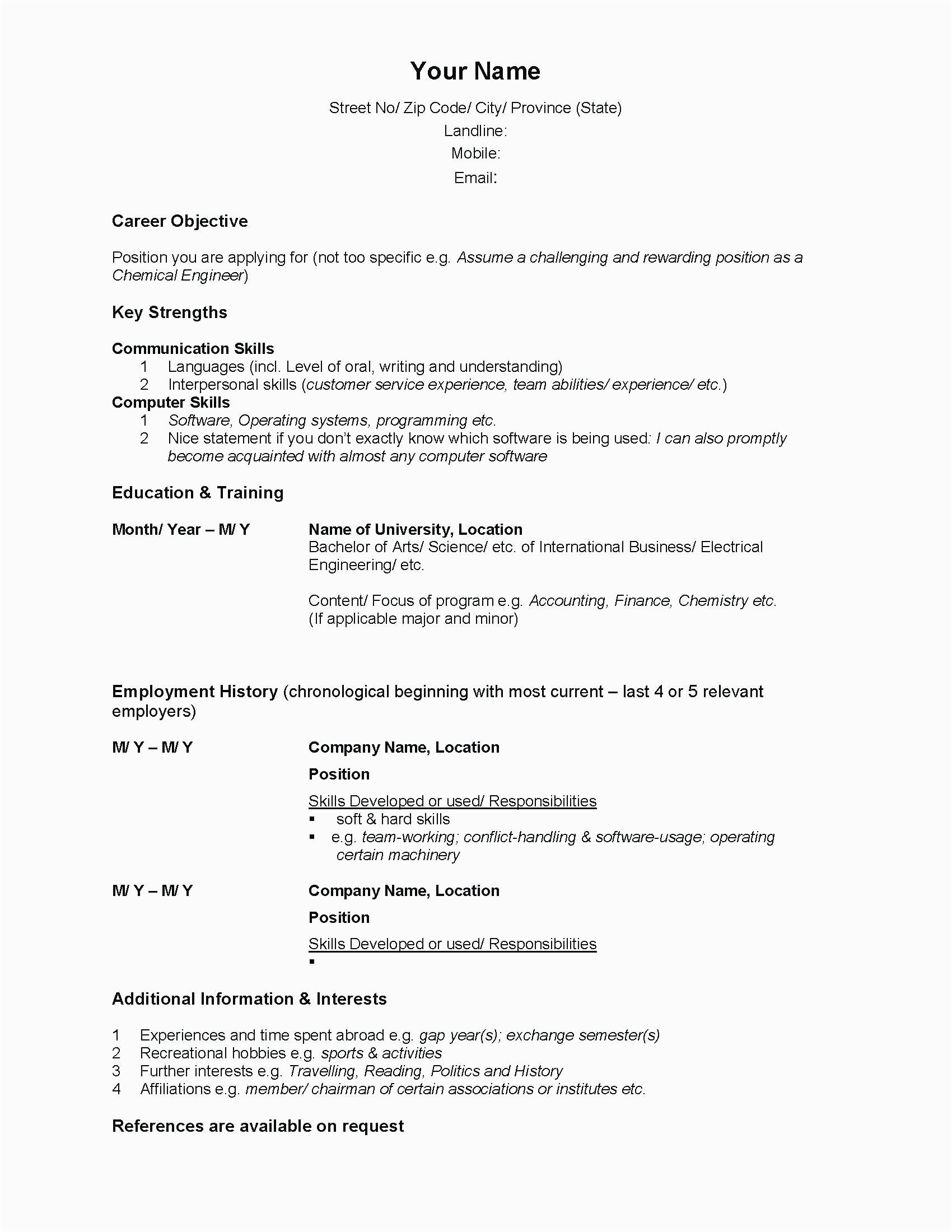 Sample Skills and Interest In Resume 12 Resume Skills and Interests Examples Radaircars