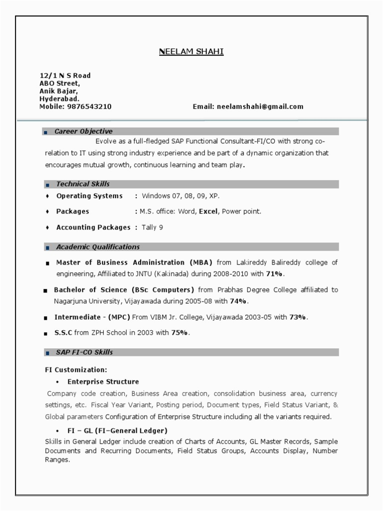 SAP FICO Resume 3 Years Experience docx