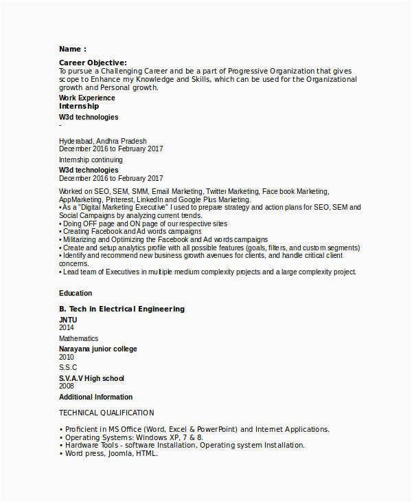 marketing resume sample