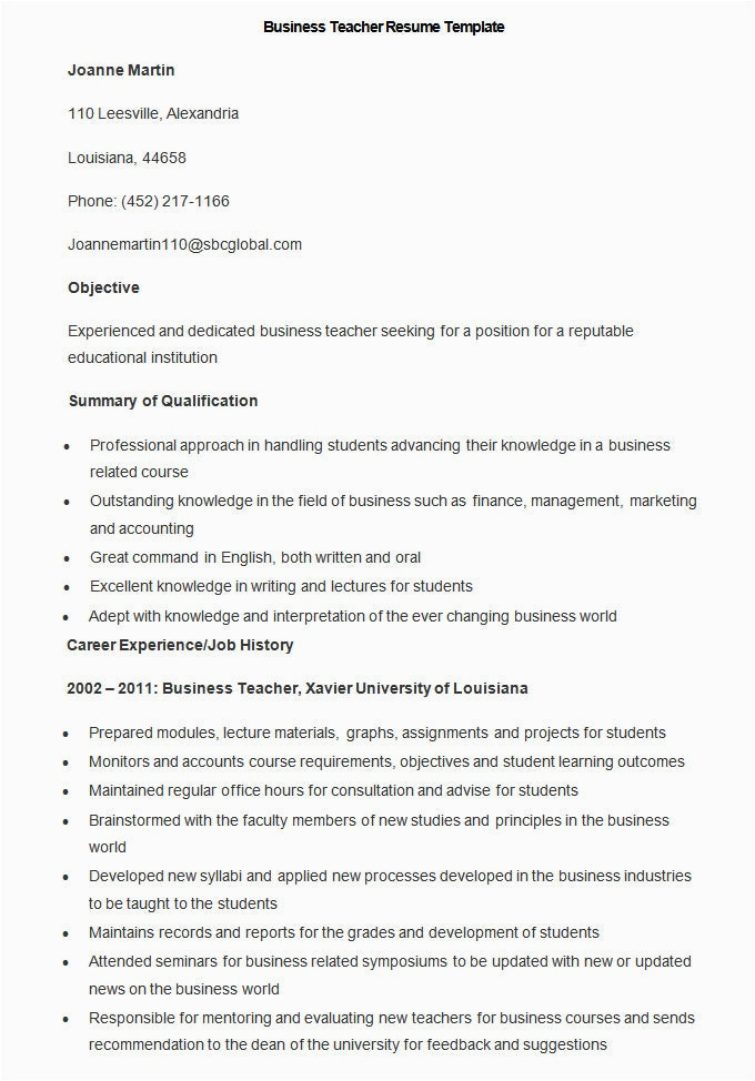 teacher resume template