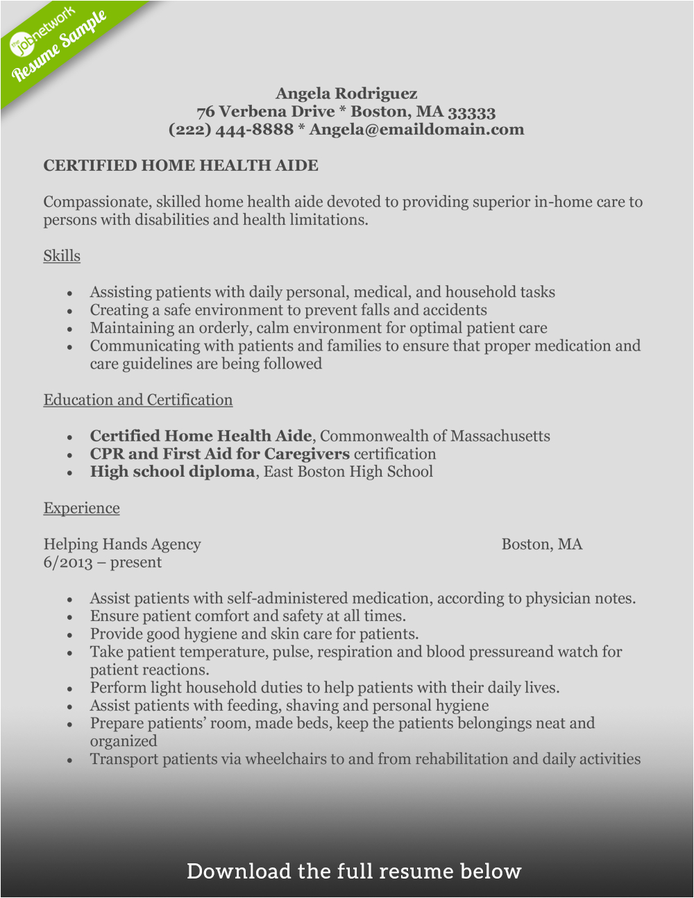 Home Health Aide Resume Objective Samples How to Write A Perfect Home Health Aide Resume Examples