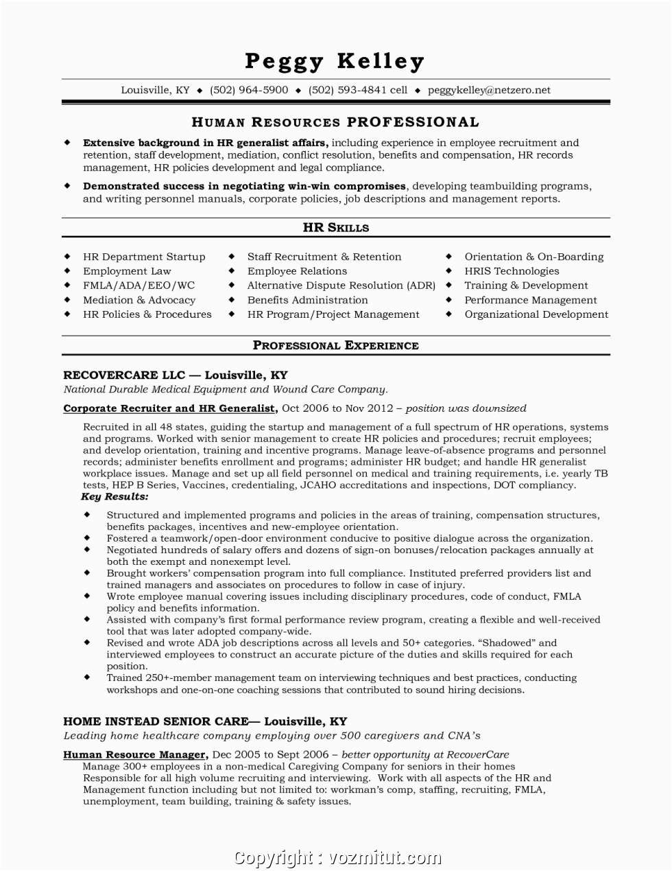 create hr manager resume pdf