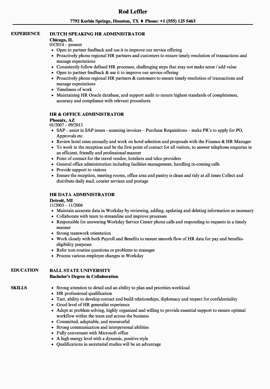 hr resume sample for 2 years experience