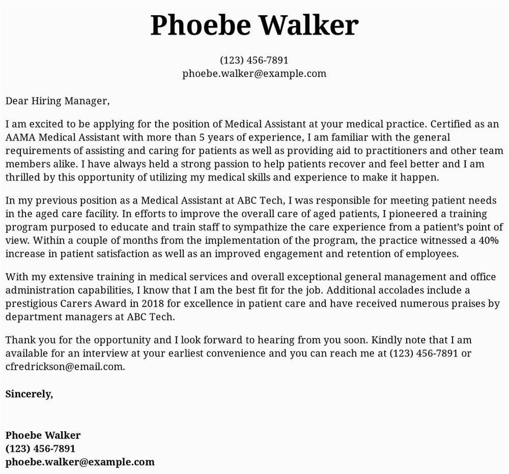 Medical assistant Resume Cover Letter Samples Medical assistant Cover Letter Examples Samples