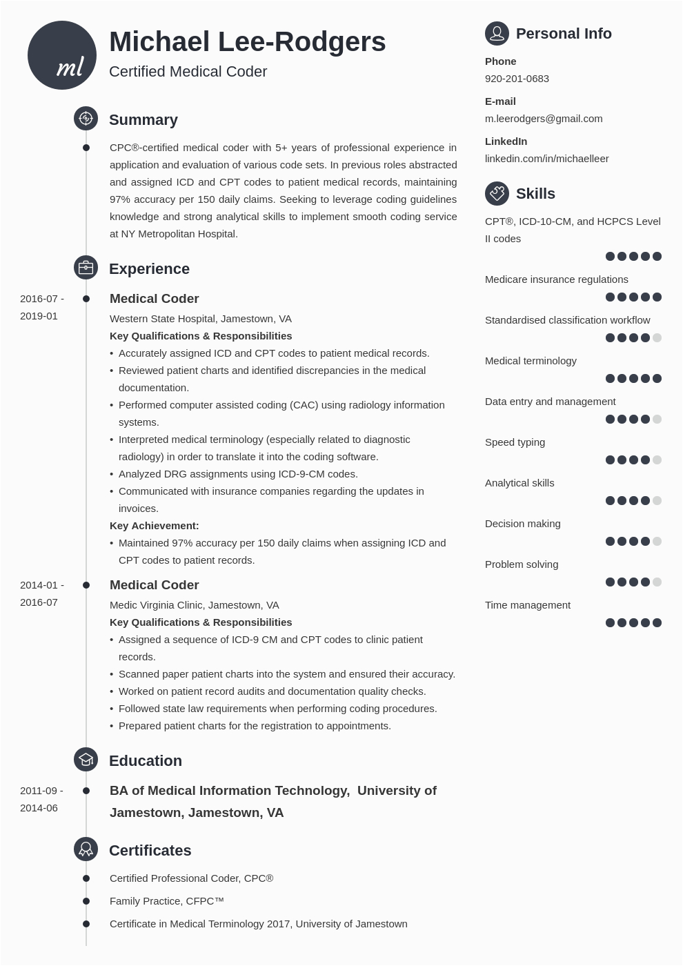 Medical Coding Medical Coder Resume Sample Medical Coder Resume Sample & Guide [20 Tips]