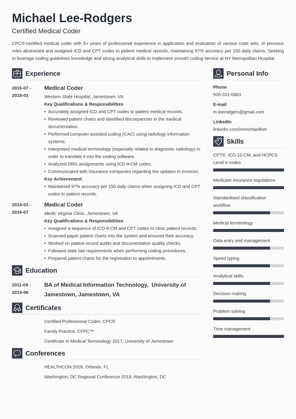 Medical Coding Medical Coder Resume Sample Medical Coder Resume Sample & Guide [20 Tips]