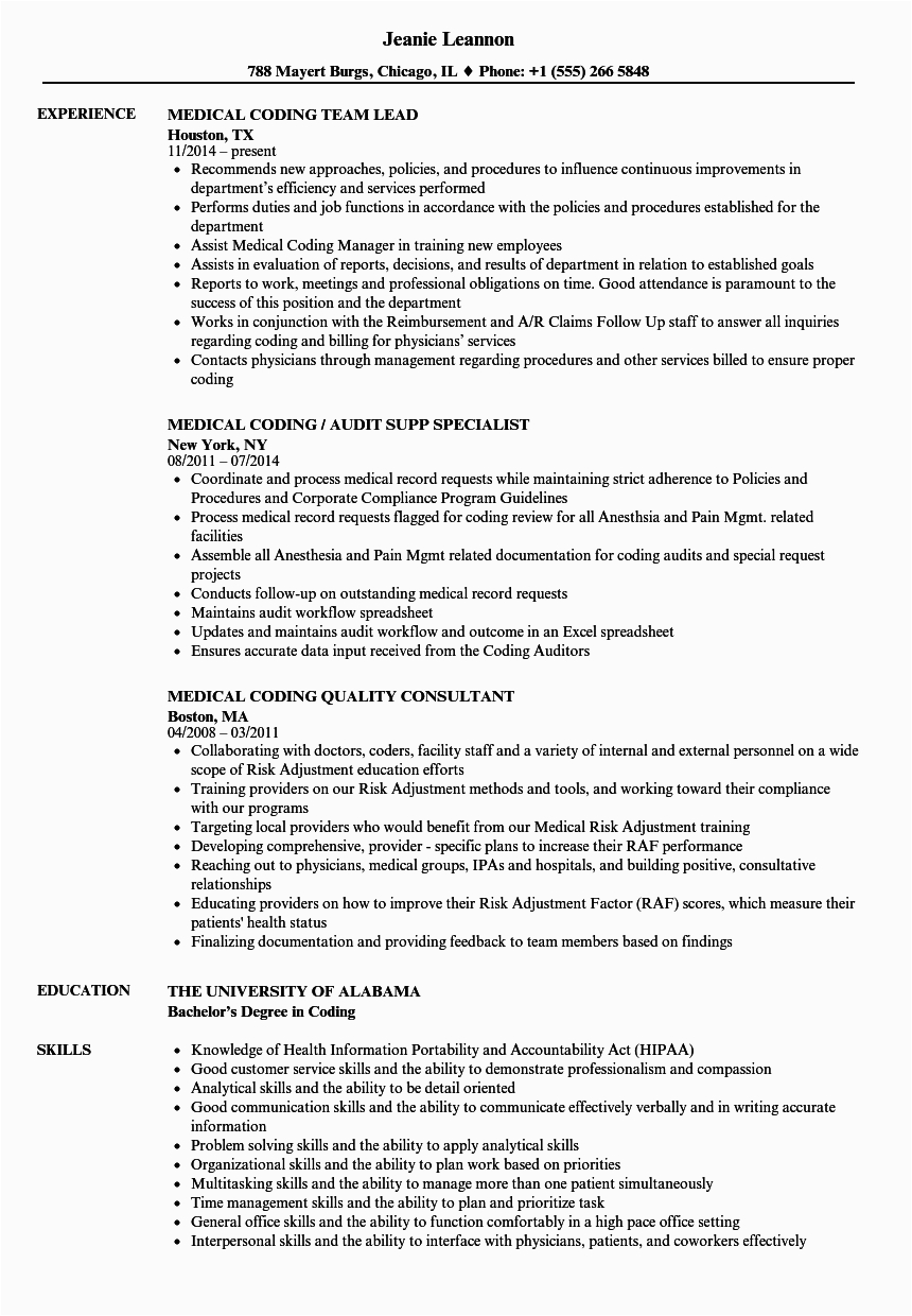 Medical Coding Medical Coder Resume Sample Medical Coding Resumes Samples