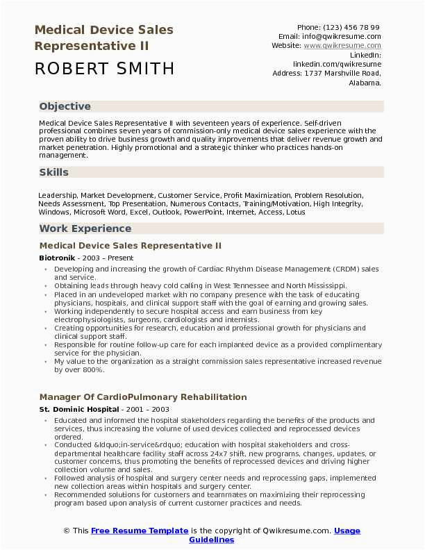 Medical Device Sales Representative Resume Sample Medical Device Sales Representative Resume Samples