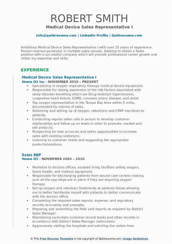 Medical Device Sales Representative Resume Sample Medical Device Sales Representative Resume Samples