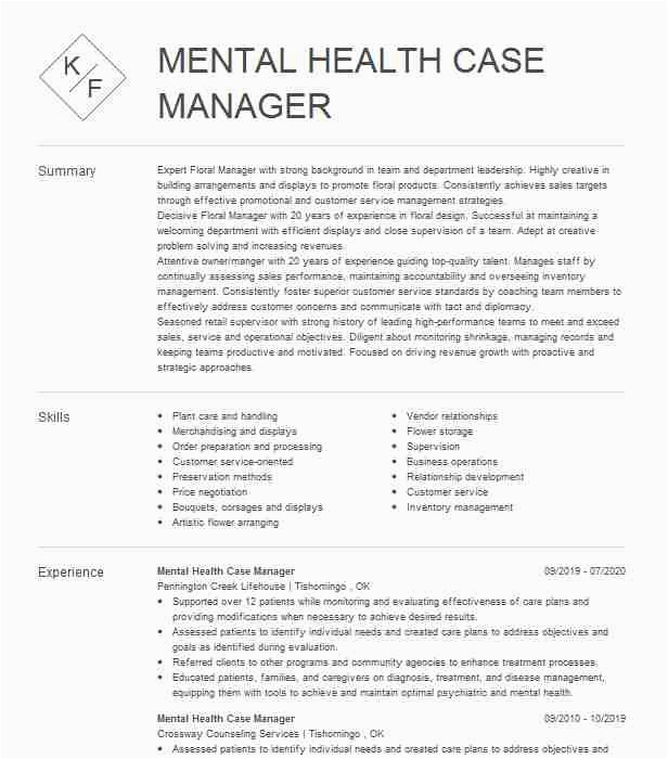 Mental Health Case Manager Resume Sample Mental Health Case Manager Resume Example Pany Name