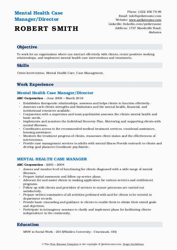 Mental Health Case Manager Resume Sample Mental Health Case Manager Resume Samples