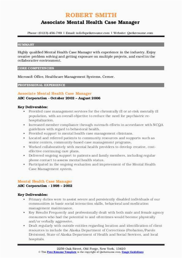 Mental Health Case Manager Resume Sample Mental Health Case Manager Resume Samples