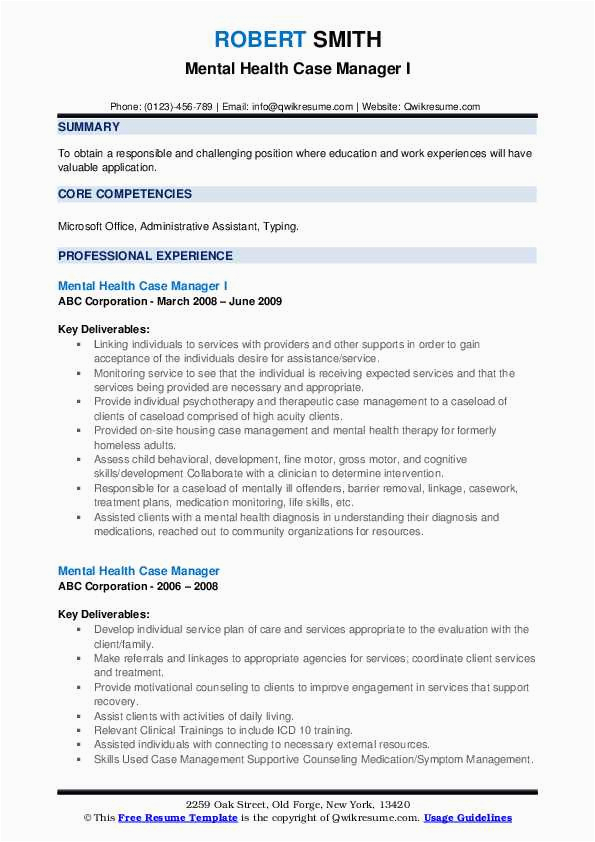 Mental Health Case Manager Resume Sample Mental Health Case Manager Resume Samples