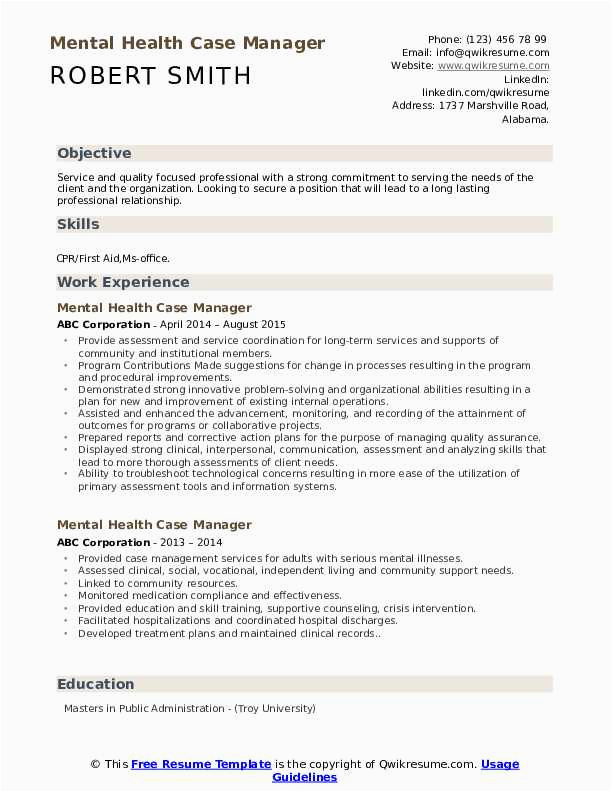 Mental Health Case Manager Resume Sample Mental Health Case Manager Resume Samples