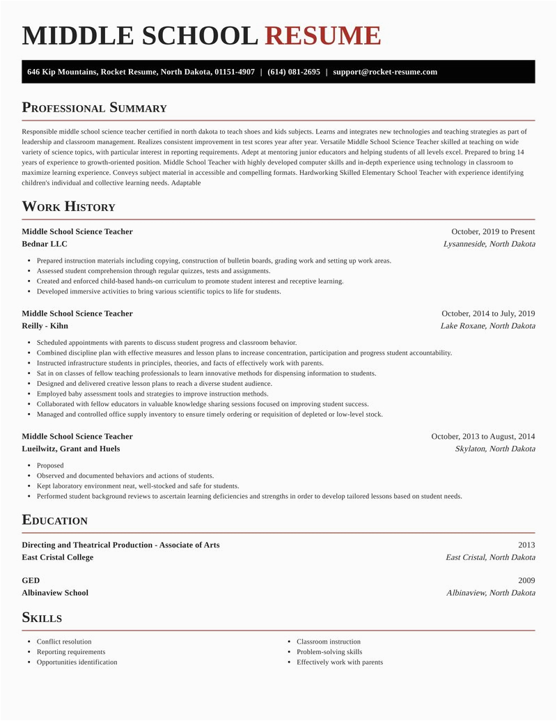 Middle School Science Teacher Resume Samples Middle School Science Teacher Resumes