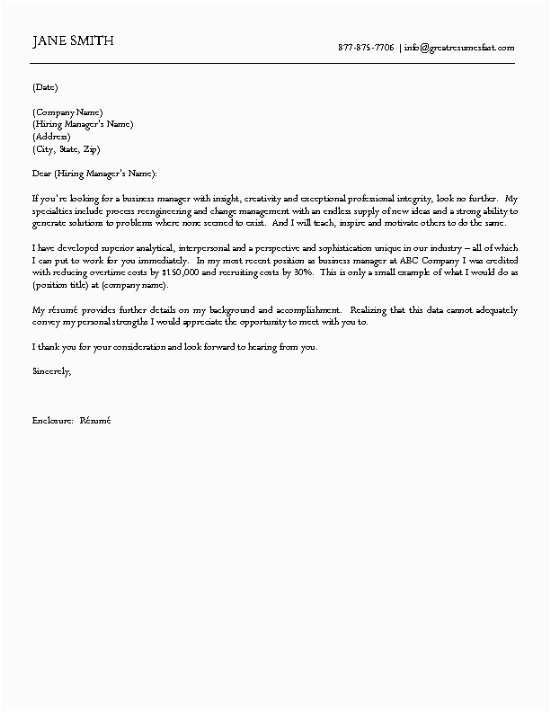 business cover letter example