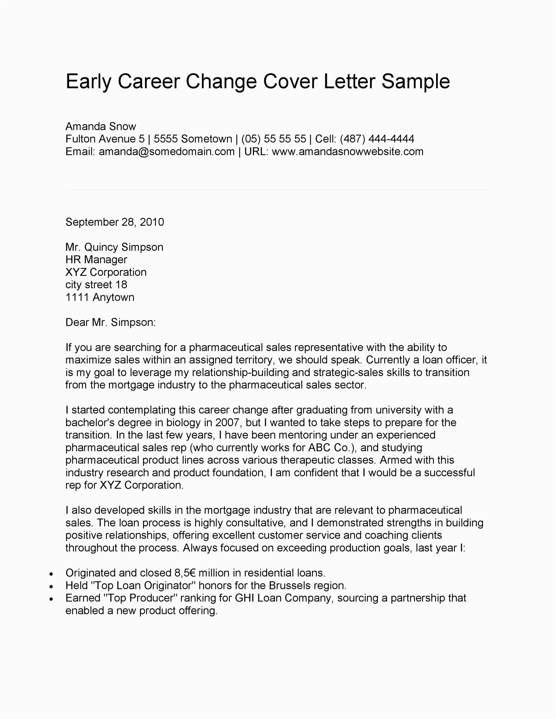 career change cover letters