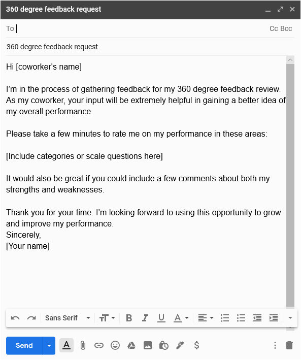 email templates request co worker feedback