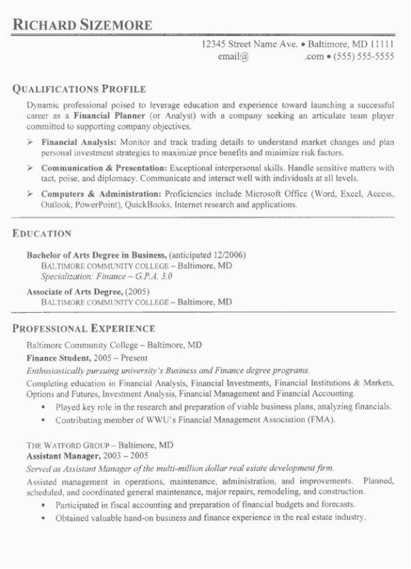 sample resume college student