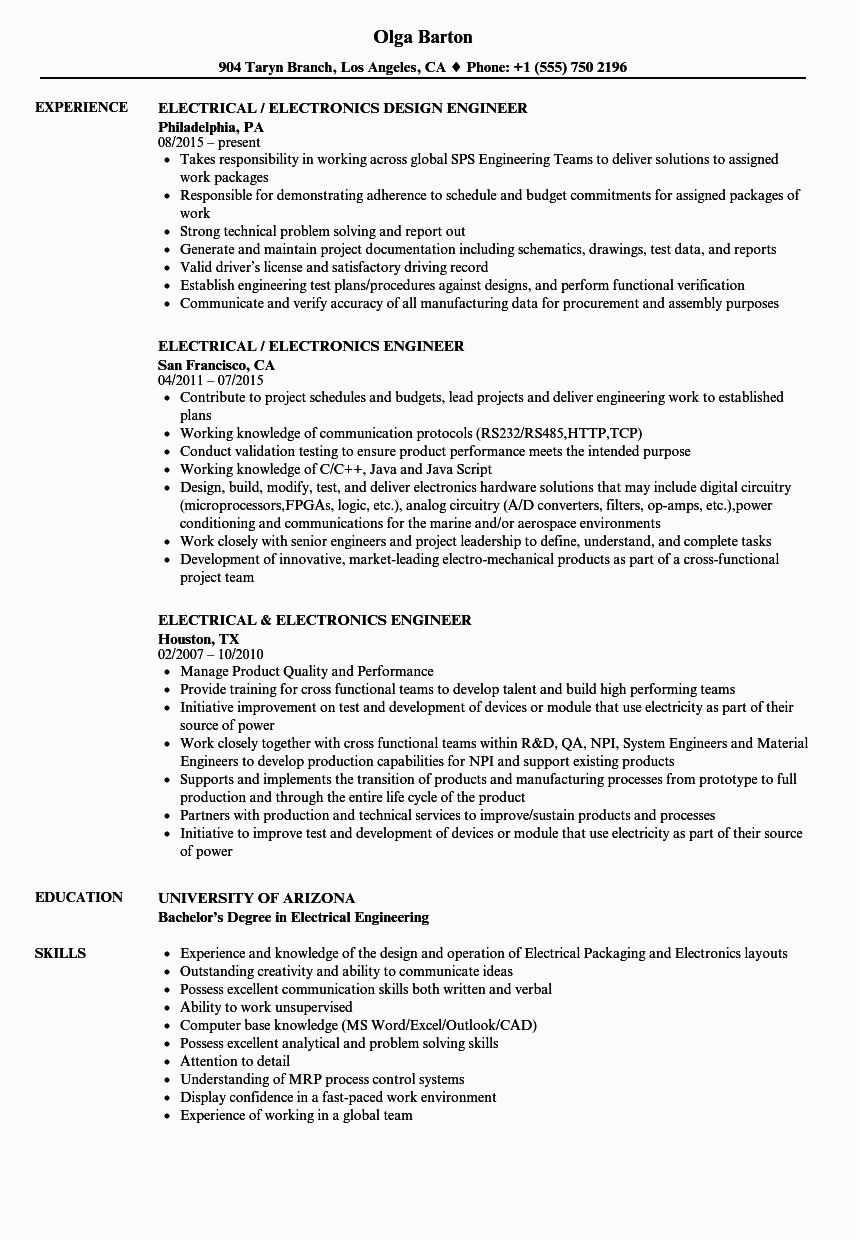technical skills for electrical engineer resume