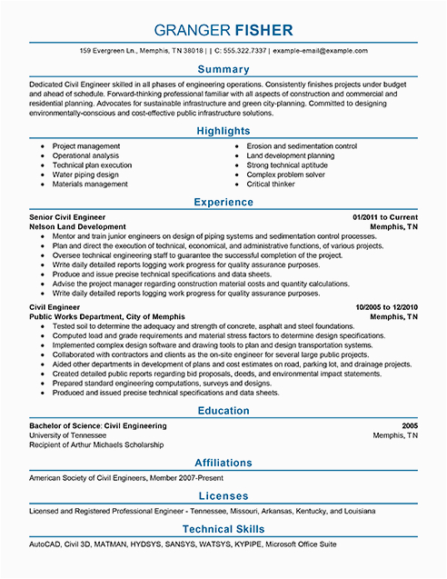 civil engineering resume format pdf