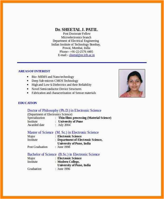 Sample Resume for Engineering Students India Resume format India Resume format