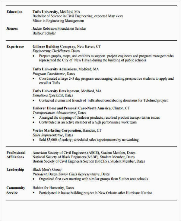 engineering resume template pdf